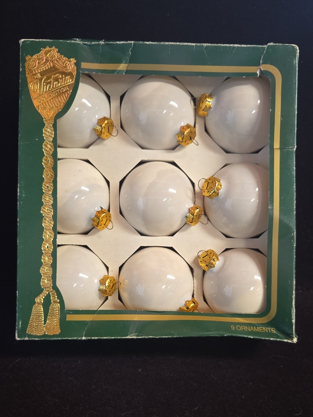 Classic White Glass Holiday Ornaments - 9-Pack